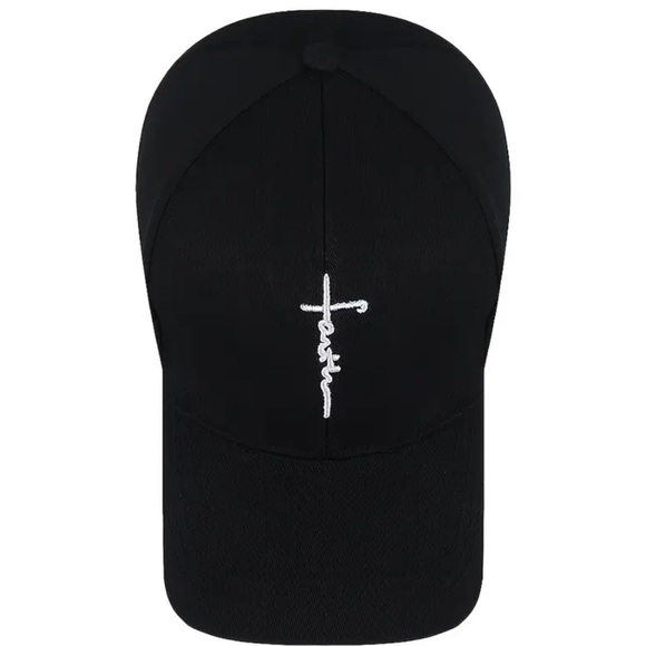 Black Baseball Cap with White Embroidery “FAITH” NWT - Picture 6 of 6